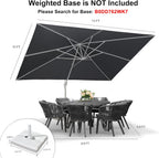 PURPLE LEAF 10' × 13' Patio Umbrella White Cantilever Umbrella Aluminum Square Outdoor Offset Umbrella Hanging Windproof with 360° Rotation for Garden Deck Pool, Light Grey