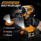 1/2 inch Brushless Impact Wrench 750N.m(553 Ft-lbs) 20V High Torque Impact Gun with 2x4.0AH Battery and Fast Charger Cordless Impact Driver for Car,Construction,Building,DIY