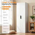 VINGLI 70" Modern Pantry Cabinet,Tall Storage Cabinet with Fluted Doors and Adjustable Shelves for Dining Room, Kitchen, Office, and More in White