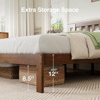 Novilla 12 Inch Full Size Bed Frame Solid Wooden Full Bed Frames with Headboard Wooden Classic Bed Frame Foundation, No Box Spring Needed, Easy Assembly, Walnut