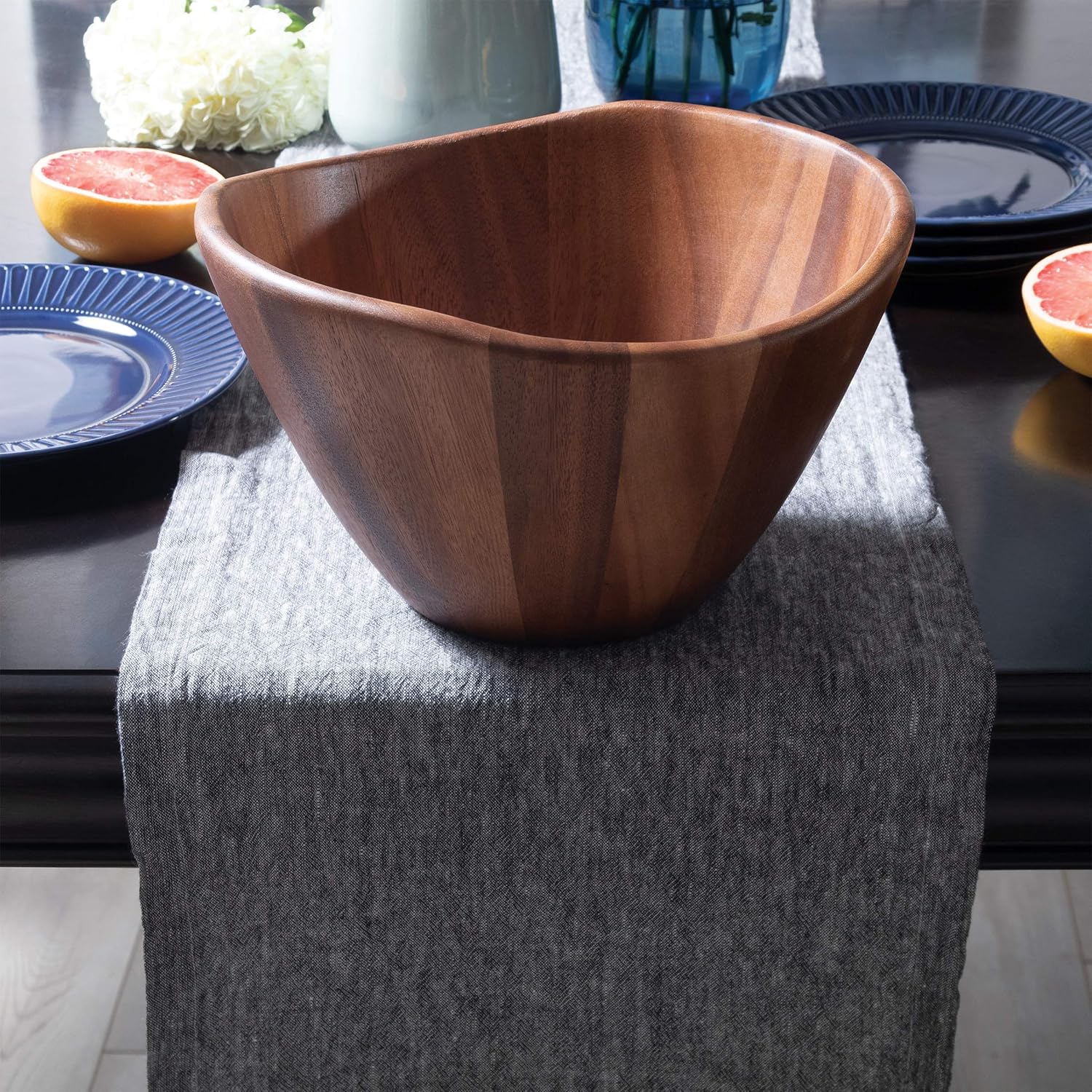 Lipper International 1174-7 Acacia Wave Bowl Set with Servers