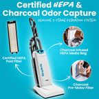 Simplicity Vacuums Premium Allergy Upright Vacuum Cleaner – Multi-Surface Bagged Vacuum Cleaner for Home with Charcoal HEPA Filter Media, Powerful Pet Hair Pickup, Brushroll Activation Switch, S26