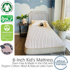 Ethical Mattress CO 6" Kid's Mattress, Toxin-Free, Made in The USA with Organic Cotton, Wool, Latex & Pocketed Coils (Bed-in-a-Box); Perfect for bunk beds, trundles & Platform beds - Full Size