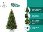Naomi Home 7.5ft Christmas Tree with Lights, Realistic Fir Christmas Tree Prelit with 1746 Branch Tips, 550 Warm Lights and Metal Stand, Aritificial Tree, Árbol De Navidad
