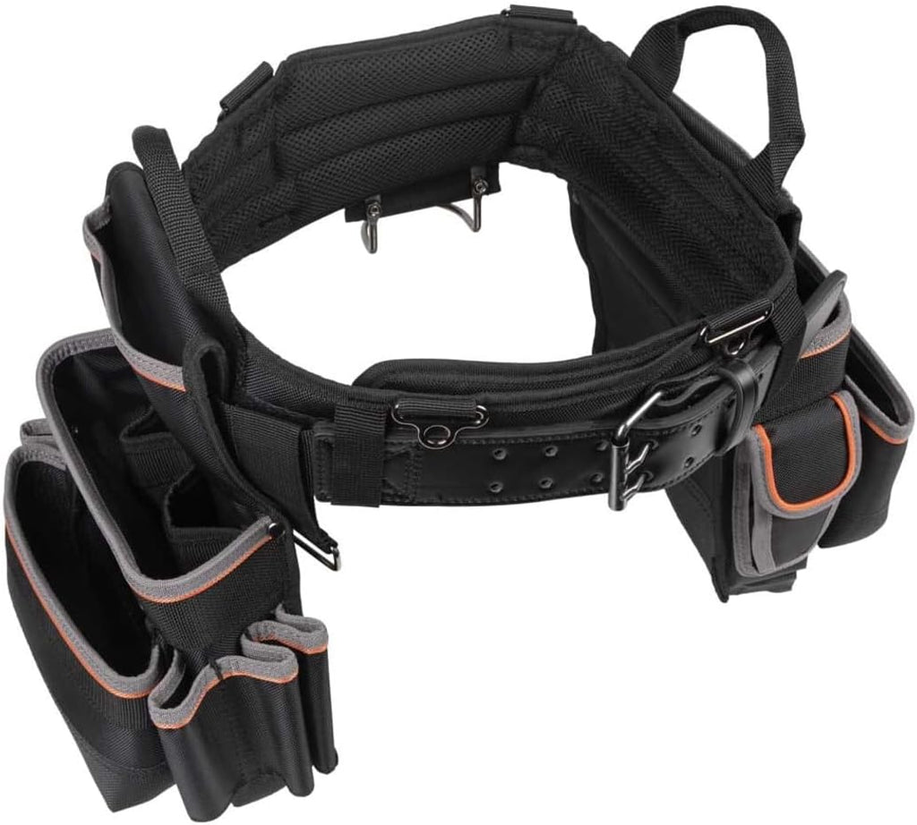 Klein Tools 55428 Tradesman Pro Electrician's Padded Tool Belt and Tool Pouch Combo for Long-wear Comfort and Durability Size Large