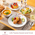 VEWEET Dinnerware Sets for 6, 24 Pieces Porcelain Plates and Bowls Set with Pink Floral, Classic Dishes Set Dining Ware for Dinner, Microwave Dishwasher Safe, Series ANNIE