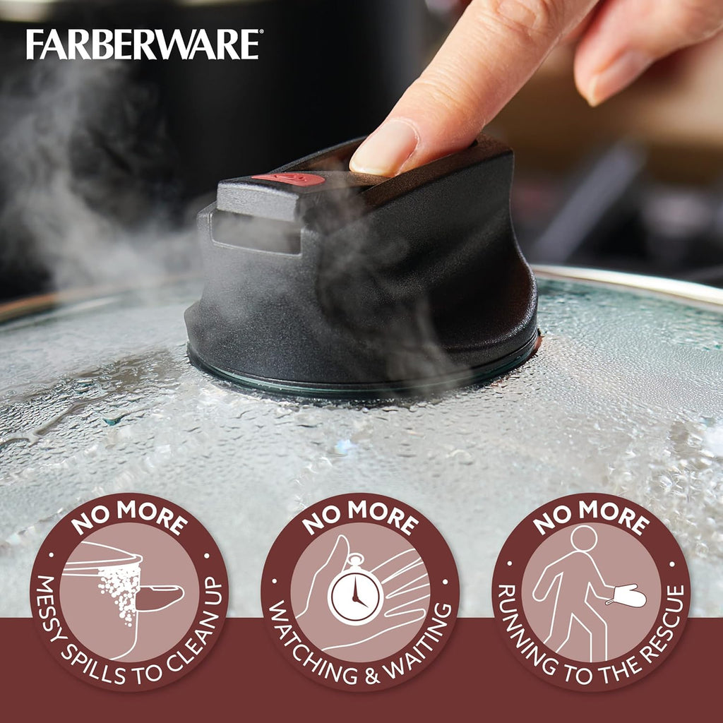 Farberware Smart Control Nonstick Cookware Pots and Pans Set, 14 Piece, Black