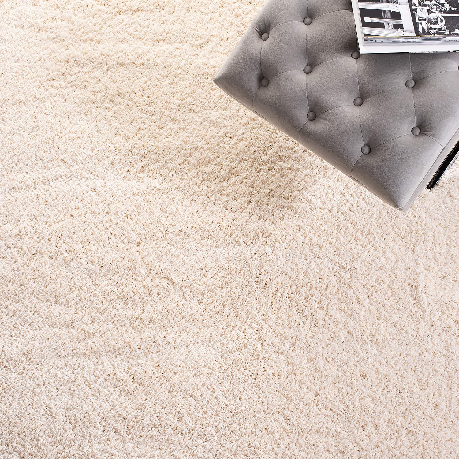 SAFAVIEH California Shag Collection Area Rug - 8' x 10', Ivory, Non-Shedding & Easy to Clean, Ultra Plush Thick Pile, Ideal for Living Room, Bedroom, Dining Space (SG151-1212)