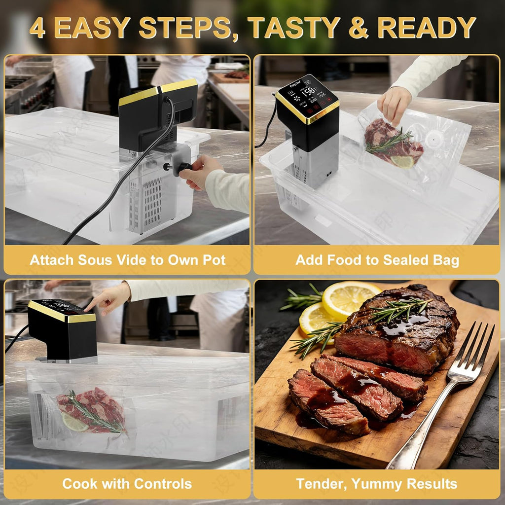 Sous Vide Cooker 1400W Commercial Immersion Circulator, Stainless Steel Precision Cooker with Large Touchscreen, Fast Heating, Precise Temperature Control & Timer, Powerful Pump, IPX7 Waterproof