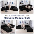 MAXYOYO 129.5" Modular Sectional Sofa Couch, U Shaped Modern Cloud Couch with 2 Ottomans, Sofa in A Box, Tufted 6-Seat Boneless Sleeper Chair for Living Room, No Assembly Required, Black