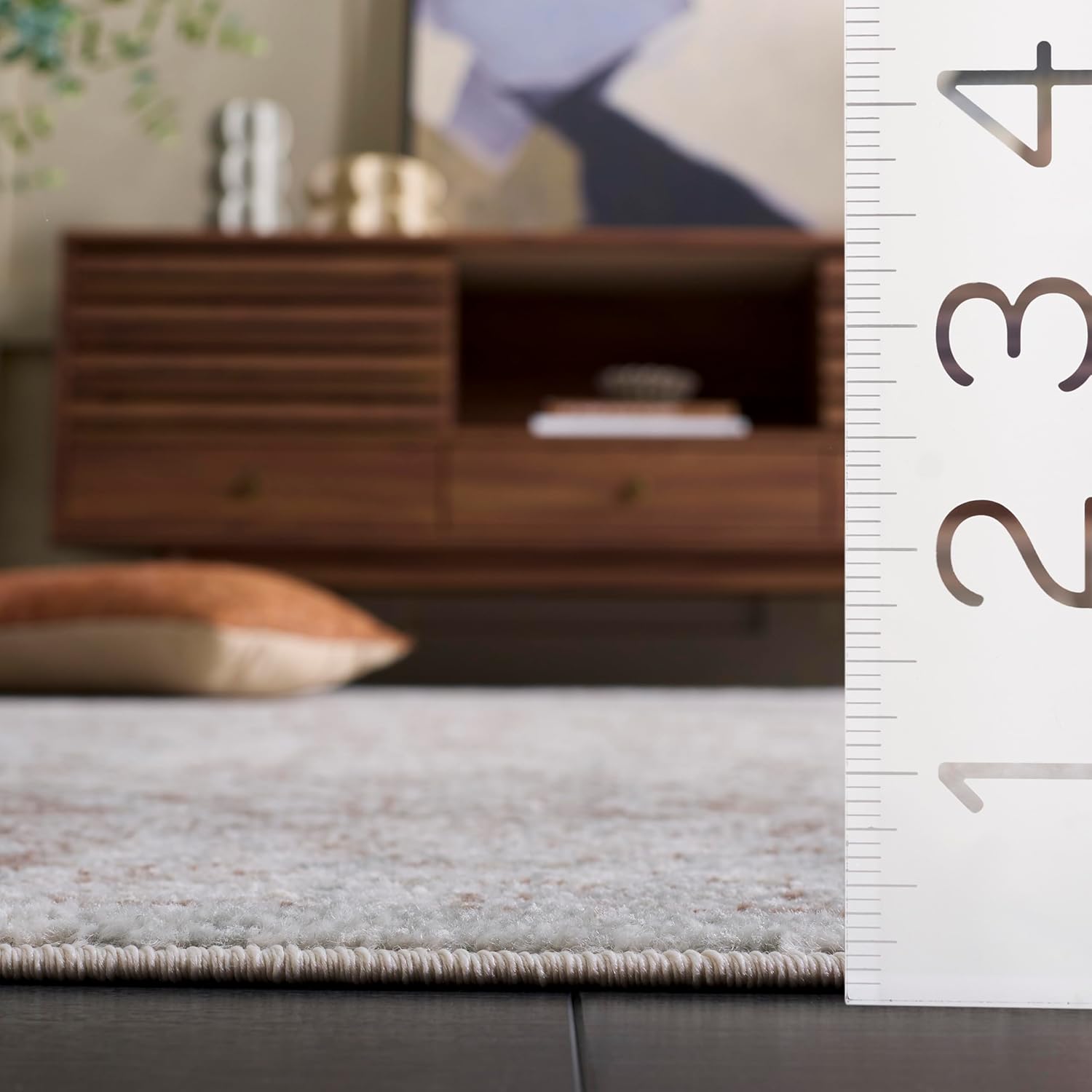 SAFAVIEH Area Rug 9x12 - Evoke Collection - Large - Ivory & Taupe, Distressed Design, Non-Shedding & Easy to Clean, Ideal for Living Room, Bedroom, Dining Space (EVK256E)