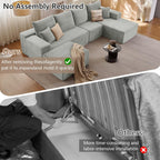 135.4" Modular Sectional Sofa with Ottoman, Modern Corduroy Cloud Couch with Deep Seat, Boneless Couch Upholstered 4-Seater U-Shaped Sofa for Living Room, No Assembly (Grey, Right-Facing Chaise)