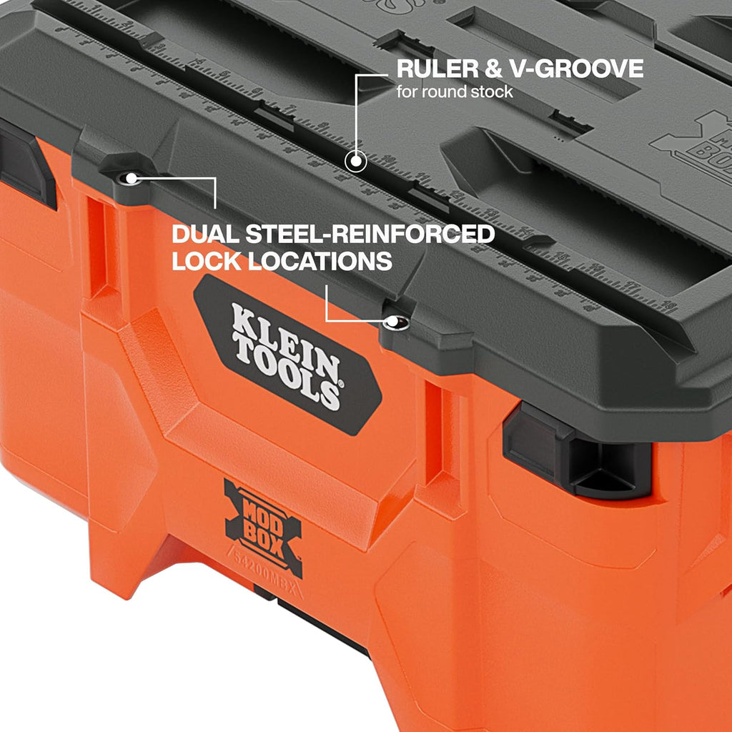 Klein Tools 54200MBX MODbox Medium Deep Tool Box, Heavy Duty Organizer with Removable Tray, Water and Debris Resistant, Stackable Module