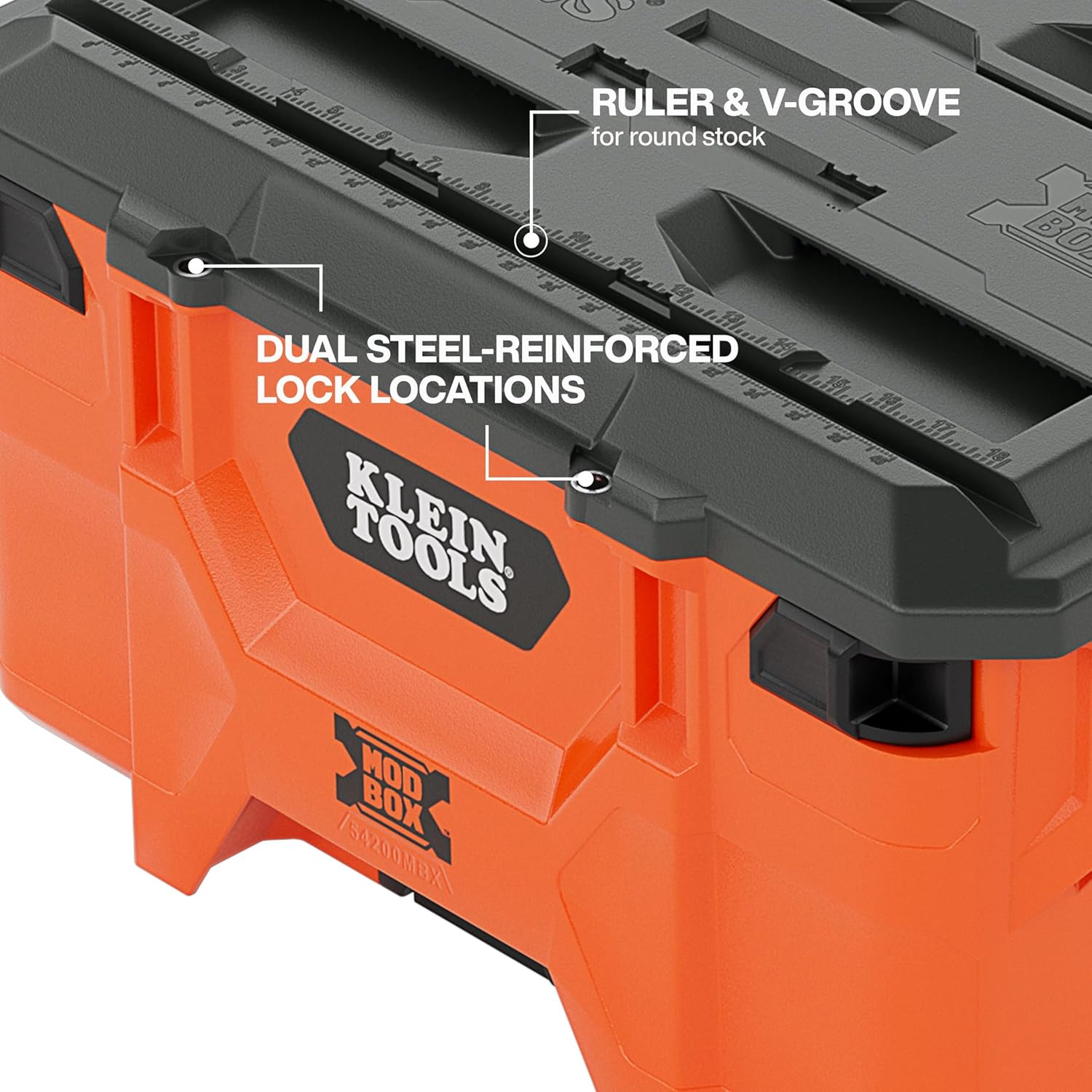 Klein Tools 54200MBX MODbox Medium Deep Tool Box, Heavy Duty Organizer with Removable Tray, Water and Debris Resistant, Stackable Module