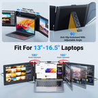 Ygretyrjh Laptop Screen Extender  14" Triple Portable Monitor for Laptop  1080P FHD IPS Screen Extender Monitors for 13"-17"  Travel Monitor for Mac/Windows/Chrome  Built-in Speakers