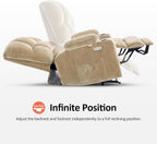 MCombo Oversized Dual Motor Power Lift Recliner Chair Sofa with Massage and Heat for Big Elderly People, Infinite Position, USB Ports, Fabric R7688 (Beige, Large-Oversize)