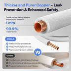 Della 50 Ft Length Central Air Conditioner Line Set, 3/8" & 3/4" O.D. Copper Pipes and 3/8" Thick White XPE Insulated Foam, Compatible with Central AC, Heat Pumps & Other HVAC Systems