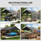 10x20ft Heavy Duty Carport Canopy, Portable Outdoor Garage Shelter, Waterproof UV Protected All Season Car Tent for Auto, Truck, SUV, Boat, Grey
