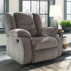 Signature Design by Ashley Tulen Contemporary Rocker Recliner, Gentle Rocking Motion, Pull Tab Reclining, Fabric Upholstery, 39" W x 40" D x 40" H, Dark Gray