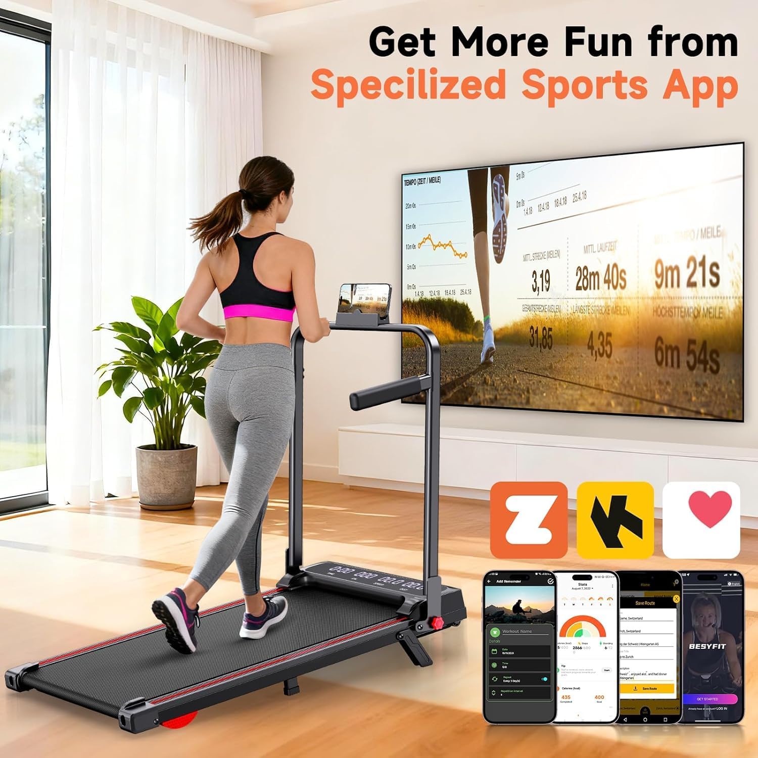 Walking Pad Treadmill for Home Small, 3-in-1 Walking Pad with Handle Bar, 9% Incline Under Desk Treadmill with 300lbs Capacity