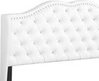 GDFStudio PU Upholstered Bed Frame with Padded Wingback Headboard, Transitional Platform Design, Box Spring Required, Easy Assembly, Full Size Bed for Modern and Classic Bedrooms,50" H White