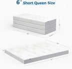 Inofia 6 Inch Folding Mattress, Trifold Memory Foam RV Mattress with Ultra Soft Removable Cover, Foldable & Portable for Camper/Truck/Trailer/Guest Bed, Short Queen Size (74" x 60" x 6")