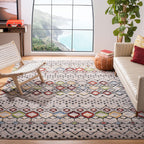 SAFAVIEH Amsterdam Collection Area Rug - 9' x 12', Light Grey & Multi, Moroccan Boho Design, Non-Shedding & Easy Care, Ideal for High Traffic Areas in Living Room, Bedroom (AMS108G)