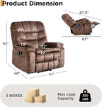 Large Power Lift Recliner with Massage and Heat for Elderly, Heavy Duty & Safety Motion Reclining Mechanism, Ergonomic Electric Wider Chair with USB Port, 2 Hidden Cup Holders (1, Brown)