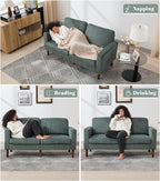 Kingfun 65" Corduroy Loveseat Sofa, Upholstered Sofa with Spring, Modern Sleek Couch for Living Room & Bedroom for Small Spaces, Green