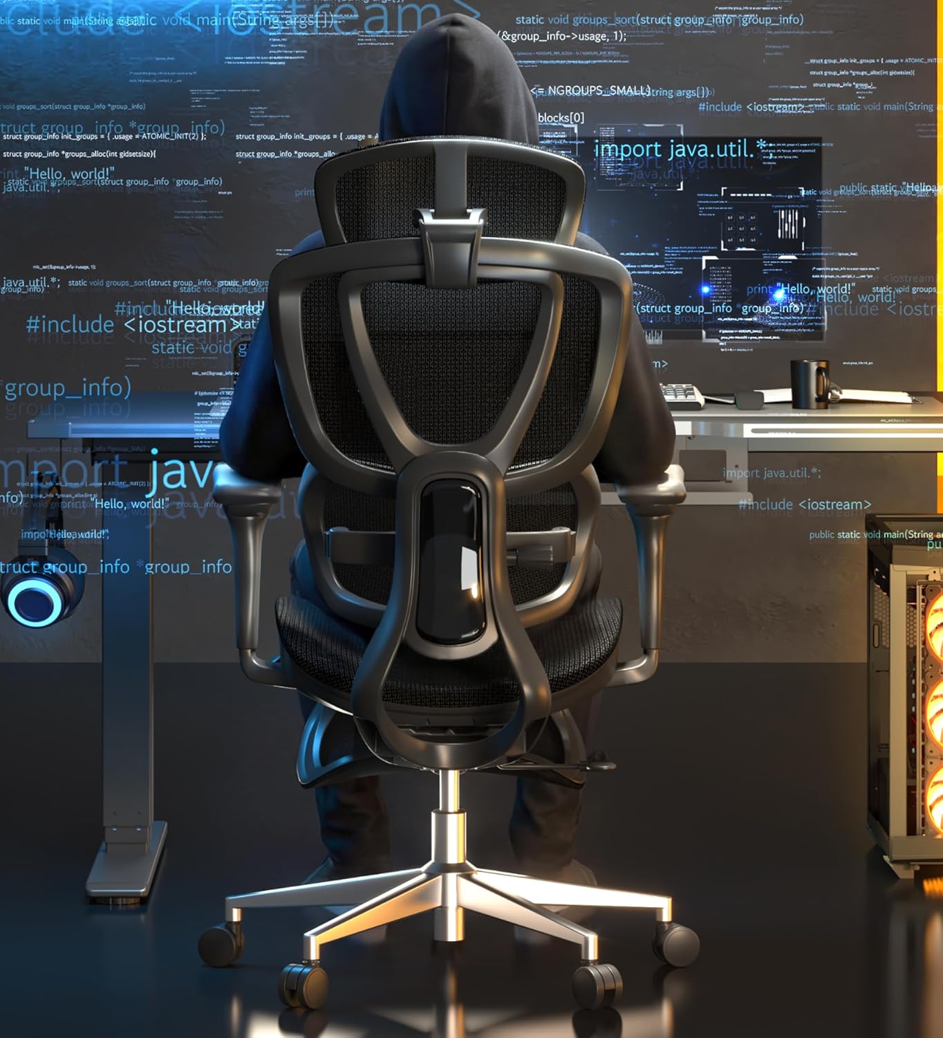 FLEXISPOT Sentinel Ergonomic Gaming Chair with Dual-Wing Adaptive Lumbar, 3D Armrests 3-Position Recline up to 120° Height-Adjustable Backrest Premium Mesh Computer Office Chair for Home & Office