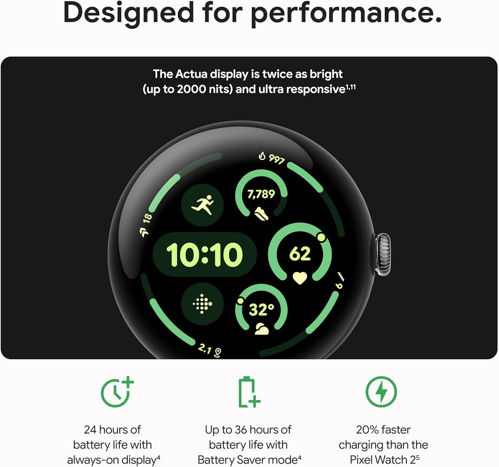 Google Pixel Watch 3 (45mm) 2024 Model - Android Smartwatch  Heart Rate Tracking  Fitbit Advanced Running  Fitness Insights  24-Hour Battery - Matte Black Aluminum Case - Obsidian Band - Wi-Fi