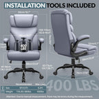 Office Chair, Leather Chair with Adjustable High Back Flip-up Armrests，Ergonomic Desk Chairs Big and Tall, Lumbar Support Swivel Computer Chair with Rocking Function