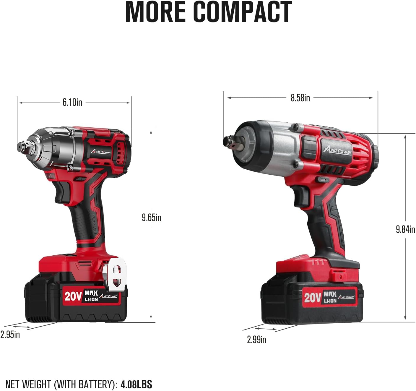 AVID POWER 1/2 Impact Wrench Brushless, 20V Cordless Impact Gun w/ 3 Variable Speeds, Max Torque 370ft-lbs (500N.m), 3.0Ah Li-ion Battery, 4Pcs Impact Sockets, Fast Charger