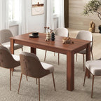 Giantex Dining Table for 4-6, 63" L Large Farmhouse Kitchen Table, Wooden Rectangular Dinner Table for Living Dining Room, Home Office, Dinette, 330LBS Capacity, Walnut