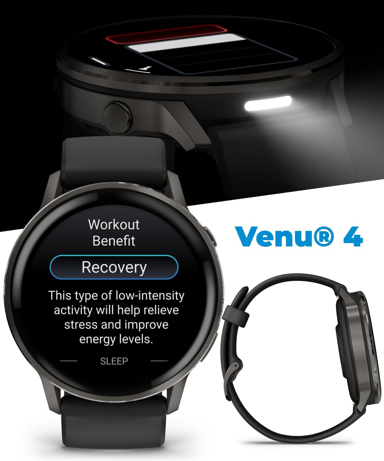 Garmin Venu 4 45mm AMOLED Advanced Health & Fitness GPS Smartwatch  Bright & Colorful Display  Built-in Flashlight  Up to 12 Days  Slate with Black Silicone Band w/Wearable4U Black Earbuds Bundle