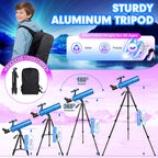 Telescope for Adults & Kids, 80mm Aperture 500mm (20X-150X) Professional Refractor Telescope for Astronomy Beginners, Portable Travel Telescopes with Tripod Phone Adapter, Stickers, Backpack