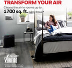Honeywell HEPA Air Purifier for Home, 1733 Ft² Rooms in 1 hour, Air Quality Indicator, Auto Mode, Reduces Allergens, Dust, Pollen, Smoke, Pet Dander, Odors, Black, HPA5200