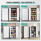SISESOL 6 Tier Storage Cabinet with Doors and Shelves,71" Tall Metal Storage Cabinet with Lock Door Adjustable Shelf, Steel Lockers for Office, Home,School,Kitchen,Garage Tool Utility Cabinet