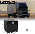 confote 24"x 24"x 24" Heavy Duty Aluminum Stripes Plated Tool Box Underbody Truck Box Pick Up Truck Bed RV Trailer Toolbox Waterproof Square Storage Organizer with Lock and Keys-Black