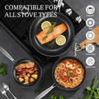 KITEXPERT Non Stick Frying Pans Set - 2 Piece (10, 12") Titanium Ceramic Pan with Lids, Nonstick Skillet Stainless Steel, PFAS PFOA & PTFE Free, Dishwasher & Oven Safe, All Cooktops Compatible