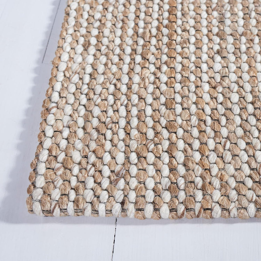 SAFAVIEH Natural Fiber Collection 8' x 10' Natural / Beige NFB553B Handmade Wool & Jute Living Room Dining Bedroom Area Rug