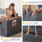 MAXYOYO 104" Modular Sectional Couch with L-Shape Chaise, Modern Boneless Couch for Living Room, Sofa in A Box, Oversized Sofa Sleeper with Deep Seat, No Assembly Required, Dark Grey