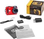 KODAK PIXPRO WPZ2 Rugged Waterproof Digital Camera  Red Bundles with Case  Monopod  Card Reader and More (9 Items)