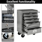 Iron-Top Rolling Tool Chest with Lockable Wheels and Side Handles, 7-Drawer Tool Storage Cabinet with Ball Bearing for Garage, Repair Shop, Required Assembly, Large Storage Capacity (Iron, 5-Gray)