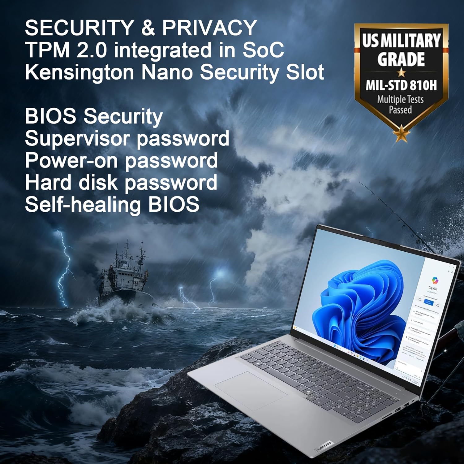 Lenovo ThinkBook 16 Gen 7 Business Laptop (16" FHD+ Anti-Glare  AMD Ryzen 5 7533HS (> i7-1255U)  16GB DDR5 RAM  512GB SSD)  Fingerprint Reader  Webcam  Ethernet  Wi-Fi 6  Win 11 Pro w/ Copilot  Grey