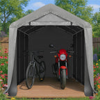VINGLI Outdoor Portable Storage Shed, Heavy Duty Bike Tent with Roll-up Zipper Door, Waterproof and UV Resistent Carport for Motorcycle, Garden Tools and Firewood (Gray, 8x12x6.8 FT)
