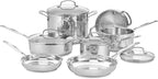 Cuisinart Chef's Classic 11-Piece Stainless Steel Pots and Pans Set, Cookware Set Compatible with Induction, Electric, Gas Cooktops, Aluminum Core for Even Heat, Cool Grip Handles, Dishwasher Safe
