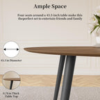 HIPIHOM 43.3 Inch Walnut Round Dining Table for 4, Space-Saving Dinette Perfect for Kitchen Dining Living Room(Walnut Table)