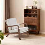 DUMOS Mid Century Modern Chair Set of 2, Accent Chair with Arms and Waist Cushion, Reading Chairs for Adults, Lounge Chair for Living Room and Bedroom, Solid Wooden Frame, Beige