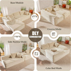 Bashaw 108" Cloud Sectional Couch Sofa with L-Shape Chaise, Modern Modular Sofa Couch Upholstered Couches for Living Room Bedroom, No Assembly Required (Beige, L Shape)